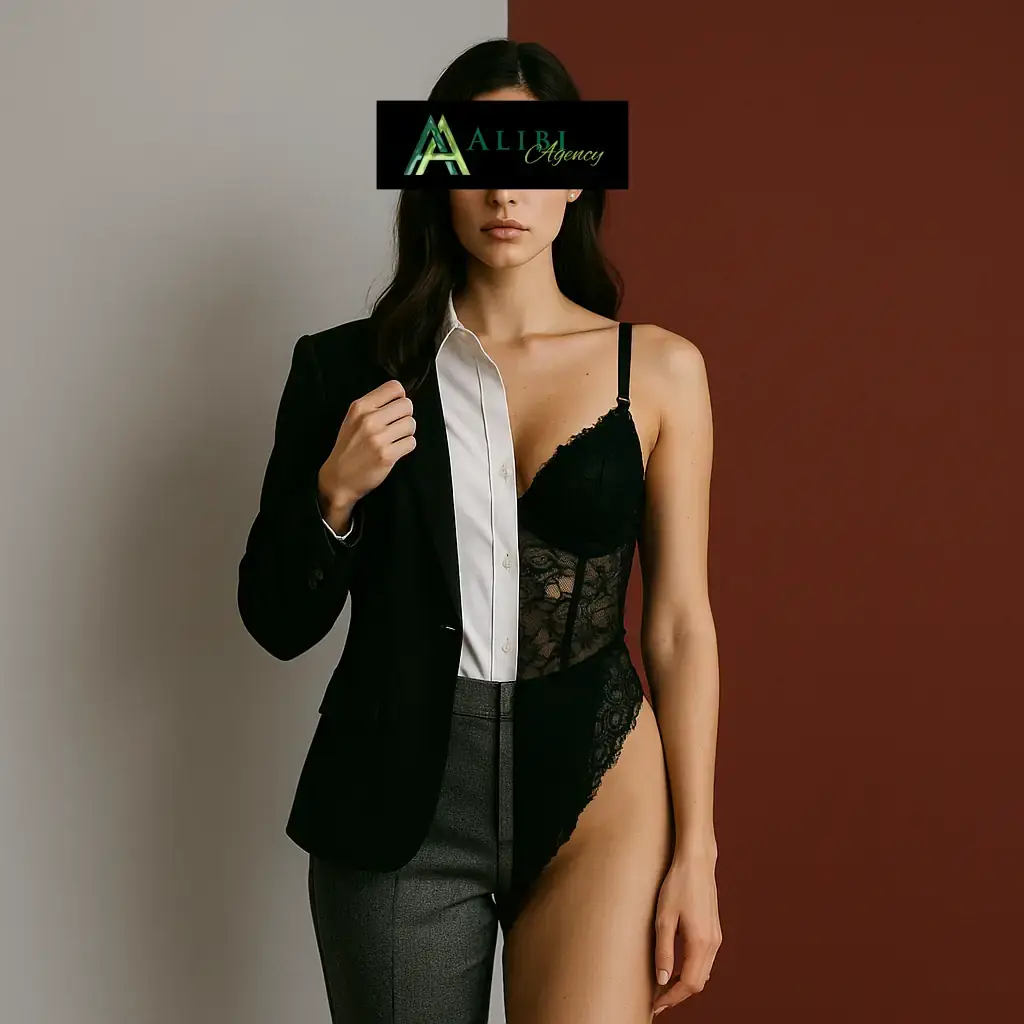 Anonym im Escort arbeiten. Eine attraktive Frau arbeitet heimlich in einer Escortagentur.
